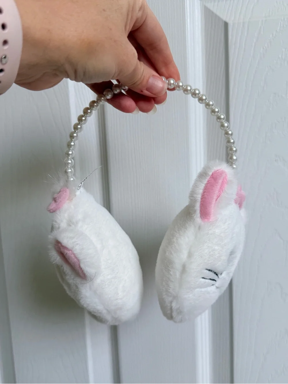 Disney Marie Cat Plush Earmuffs White & Pink Pearl Headband